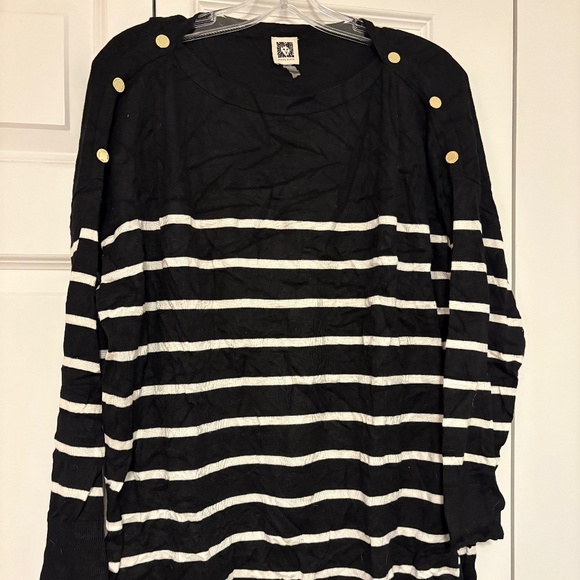 Anne Klein Black and White Striped Size 2X Sweater - Picture 1 of 3